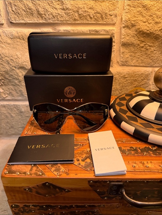Versace Accessories - Versace Black Shield Sunglasses with Gold Trim ⭐️ GORGEOUS